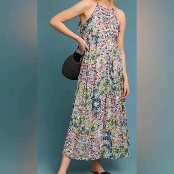 Anthropologie Meadow & Rue Allerton Floral Multicolor Maxi Dress Small - Picture 1 of 7